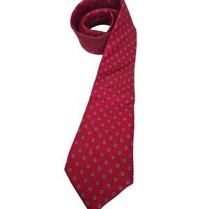 Vtg Christian Dior Paris New York Classic Mens Tie Red Geometric Polka